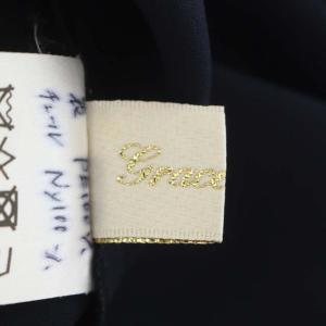 Grace Class ドットチュール切替トップス ブラウス 七分袖 フレア F 紺 ネイビー