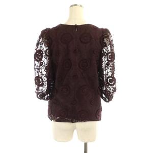 Diagram GRACE CONTINENTAL 21AW チュール刺繍トップ ブラウス プルオーバー 五分袖 36 バーガンディ