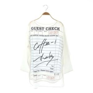 21AW  D Cafeトップ-1 カットソー 長袖 プルオーバー プリント ラウンドネック 36 白 ホワイト