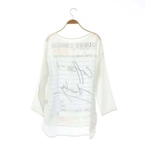 Diagram 21AW  D Cafeトップ-1 カットソー 長袖 プルオーバー プリント ラウンドネック 36 白 ホワイト