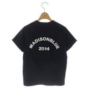 MADISONBLUE Tシャツ カットソー クルーネック 半袖 プルオーバー バックプリント 01 黒 ブラック