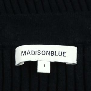 MADISONBLUE パール スクエア ニット セーター 長袖 リブ コットン混 01 紺 ネイビー
