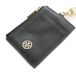 TORY BURCH パスケース カードケース ストラップ付き レザー 黒 ブラック
