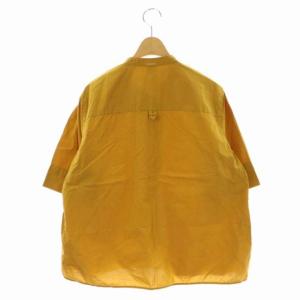 MHL. 21SS COTTON RAMIE POPLINシャツ 五分袖 バンドカラー リネン混 1 マスタード