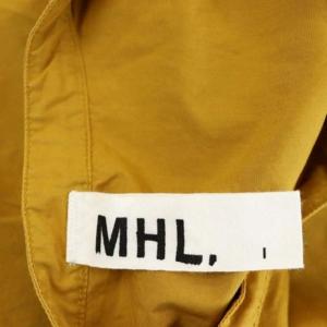 MHL. 21SS COTTON RAMIE POPLINシャツ 五分袖 バンドカラー リネン混 1 マスタード