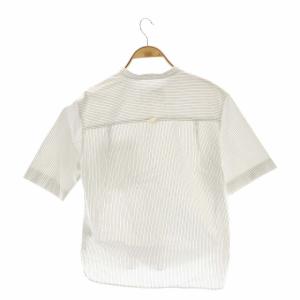 MHL. COTTON LINEN STRIPED HALF SLEEVE SHIRT シャツ ノーカラー 半袖 前開き リネン混 ストライプ