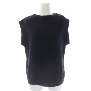 COTTON LINEN ニットベスト プルオーバー 2 紺 ネイビー