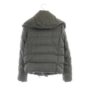 TATRAS チェック柄ショートダウンジャケット アウター ボリュームネック ジップアップ 02 グレー LTA-4231