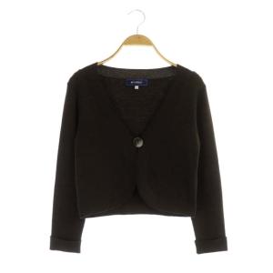 ニット リブ ボレロ カーディガン 長袖 Vネック 40 ダークブラウン