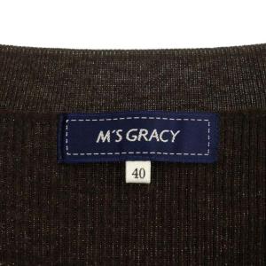 M'S GRACY ニット リブ ボレロ カーディガン 長袖 Vネック 40 ダークブラウン