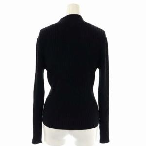 M'S GRACY リボンリブニット カットソー 長袖 プルオーバー ボトルネック 40 黒 ブラック