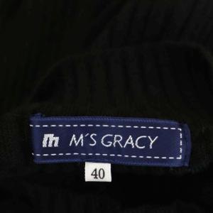 M'S GRACY リボンリブニット カットソー 長袖 プルオーバー ボトルネック 40 黒 ブラック