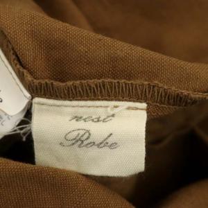 nest Robe リネン混ワイドパンツ タック 茶 ブラウン