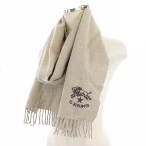 IL BISONTE マフラー フリンジ ウール グレージュ