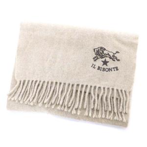 IL BISONTE マフラー フリンジ ウール グレージュ