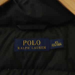 POLO RALPH LAUREN ダウンジャケット アウター フード付き ジップアップ スナップボタン XS 黒 ブラック