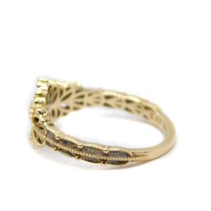 agete 透かし ピンキーリング 指輪 K14 DIAMOND 0.01ct 5号 イエローゴールド