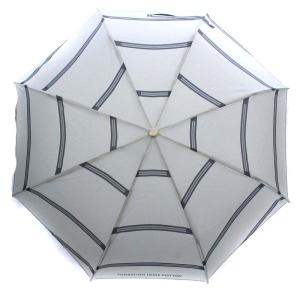 パリ ルイヴィトン美術館限定 FONDATION 傘 折りたたみ傘 ロゴ ストライプ ワンタッチボタン グレー
