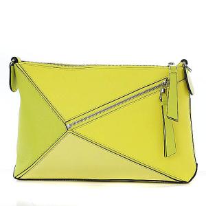 LOEWE Puzzle pouch パズルポーチ 2WAY ショルダーバッグ レザー ライムイエロー