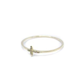 リラバイ Lilas by クロスダイヤモチーフリング 指輪 K10YG DIAMOND 0.01ct 11号 イエローゴールド