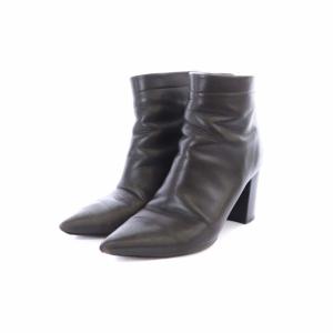 PELLICO ショートブーツ ハイヒール チャンキーヒール ポインテッドトゥ レザー 37 24cm 茶 ダークブラウン