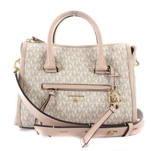 Carine Small Logo Satchel トートバッグ ショルダーバッグ 2way レザー ロゴ柄 白 ホワイト