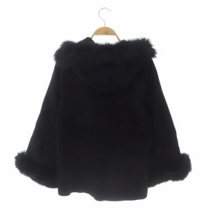 GRACE CONTINENTAL アンゴラMIXビーバーコート アウター ショート フード フォックスファー 36 黒 ブラック
