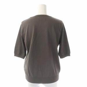 UNITED ARROWS C/SI 18G ニット コットン シルク混 カットソー 五分袖 ショートスリーブ プルオーバー クルーネック ダークグレージュ