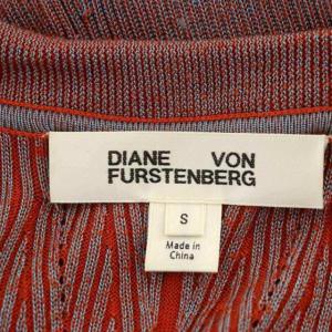 DIANE von FURSTENBERG シルク混 リブロングカーデ カーディガン ニット 長袖 S オレンジレッド 水色 ライトブルー