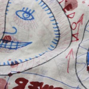 Faliero Sarti ストール 羽織 カシミヤ混 総柄 灰 ライトグレー