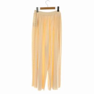 MUVEIL 21AW サイドパールニットパンツ ワイド プリーツ イージー ウール混 36 ピンクベージュ