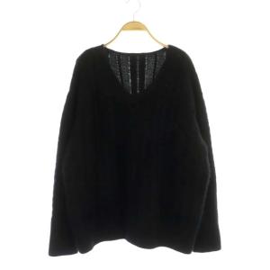 22AW フォックスケーブルニットプルオーバー セーター 長袖 Vネック 黒 ブラック