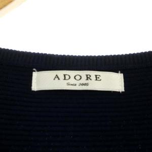 ADORE フレアヴィスコースニット カットソー 長袖 クルーネック プルオーバー 38 紺 ネイビー