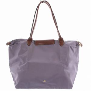 Longchamp LE PLIAGE SHOPPING トートバッグ ハンドバッグ ナイロン レザー 紫 パープル 茶色 ブラウン