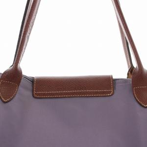 Longchamp LE PLIAGE SHOPPING トートバッグ ハンドバッグ ナイロン レザー 紫 パープル 茶色 ブラウン