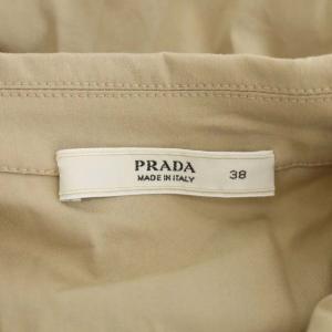 PRADA シャツワンピース ロング ノースリーブ ギャザー 38 ベージュ
