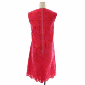 Drawer エンブロイダリーワンピース ロング ミモレ丈 ノースリーブ 刺繍 36 赤 レッド ピンク