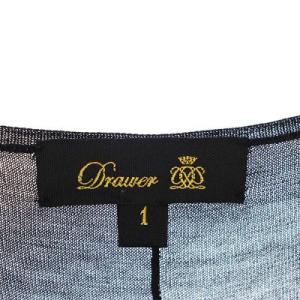 Drawer シルク コットン Vネックプルオーバー ニット カットソー 長袖 1 黒 ブラック