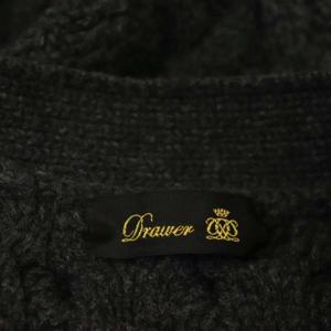 Drawer ウール カシミヤ アラン編みカーディガン ニット 長袖 Vネック グレー