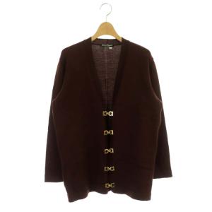 ガンチーニカーディガン ニット 長袖 Vネック XS 茶色 ブラウン