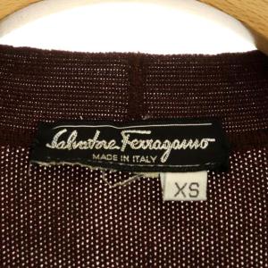 Salvatore Ferragamo ガンチーニカーディガン ニット 長袖 Vネック XS 茶色 ブラウン