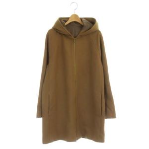 19AW フードコート アウター ウール ジップアップ ミドル丈 M 茶 ブラウン