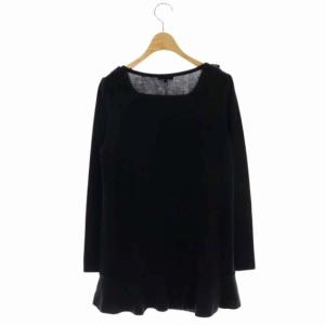 TO BE CHIC ニット ウール混 カットソー チュニック 長袖 プルオーバー フリル スクエアネック 2 黒 ブラック