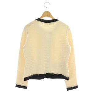 Harrods ニットカーディガン クルーネック 長袖 ウール アイボリー 黒 ブラック