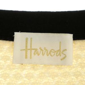 Harrods ニットカーディガン クルーネック 長袖 ウール アイボリー 黒 ブラック