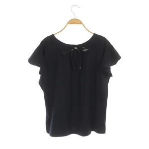 BLUE LABEL CRESTBRIDGE カットソー フレア リボン フレンチスリーブ 38 濃紺 ダークネイビー