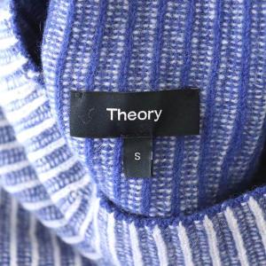 Theory 22AW Warm Cash Bicolor Mock NK ニット セーター 長袖 ハイネック ストライプ S 青 白 ブルー