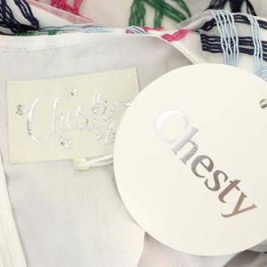 Chesty チュールチェックワンピース ロング ミモレ丈 フレンチスリーブ 1 白 ホワイト マルチカラー