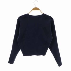 Chesty 22SS ビジューボレロカーディガン ニット 長袖 ショート丈 ノーボタン F 紺 ネイビー