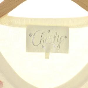 Chesty フラワービジューニットカーディガン 長袖 F 白 ホワイト マルチカラー
